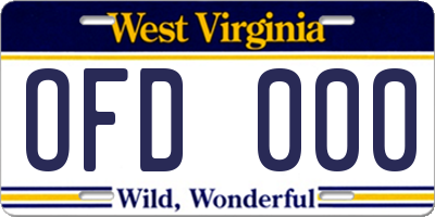 WV license plate OFD000