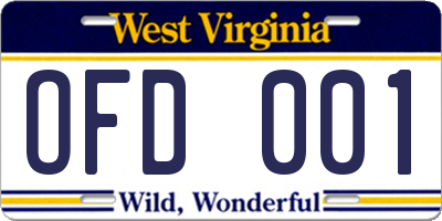 WV license plate OFD001