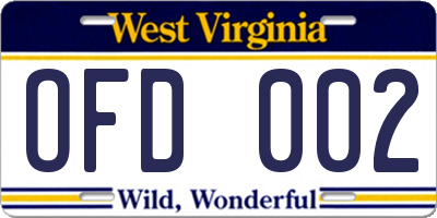 WV license plate OFD002