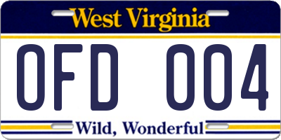 WV license plate OFD004