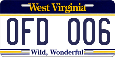 WV license plate OFD006