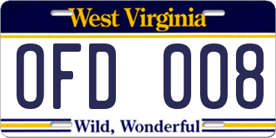WV license plate OFD008