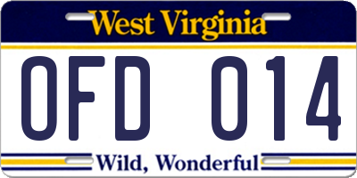 WV license plate OFD014