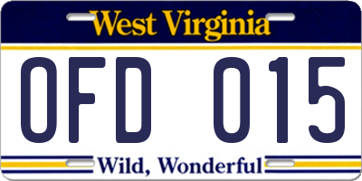 WV license plate OFD015