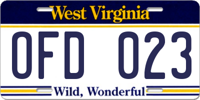 WV license plate OFD023