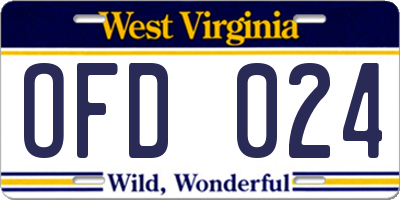 WV license plate OFD024