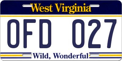 WV license plate OFD027