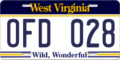 WV license plate OFD028