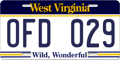 WV license plate OFD029