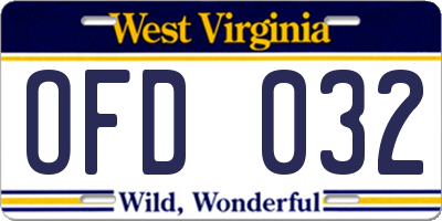 WV license plate OFD032