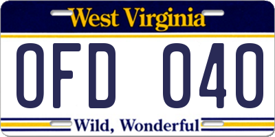 WV license plate OFD040