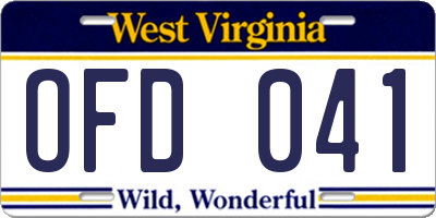 WV license plate OFD041