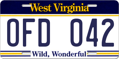 WV license plate OFD042