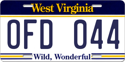 WV license plate OFD044