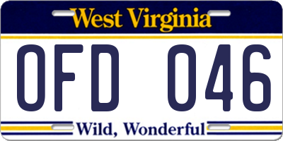 WV license plate OFD046