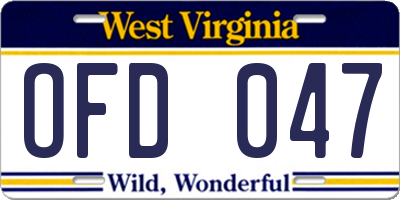 WV license plate OFD047
