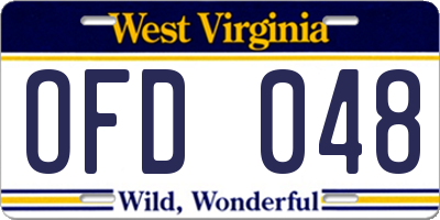 WV license plate OFD048