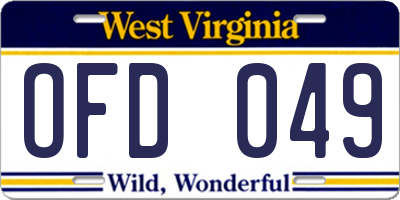 WV license plate OFD049