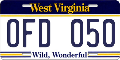 WV license plate OFD050
