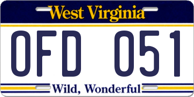 WV license plate OFD051