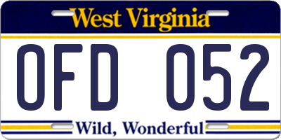 WV license plate OFD052