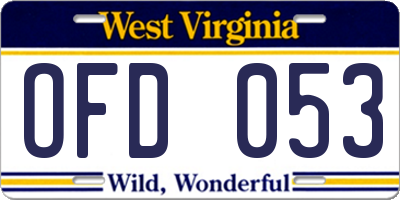 WV license plate OFD053