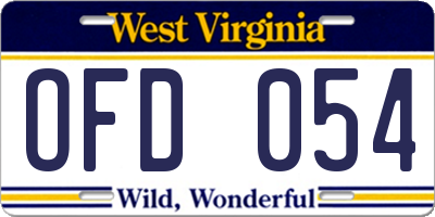 WV license plate OFD054