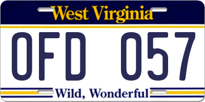 WV license plate OFD057