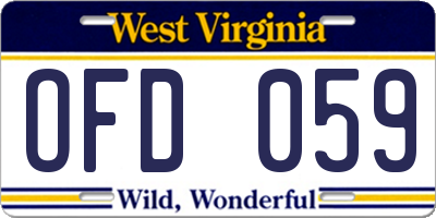 WV license plate OFD059