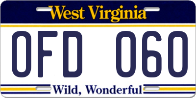 WV license plate OFD060