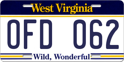 WV license plate OFD062