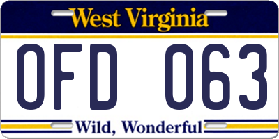 WV license plate OFD063