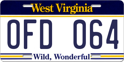 WV license plate OFD064