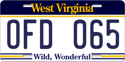 WV license plate OFD065