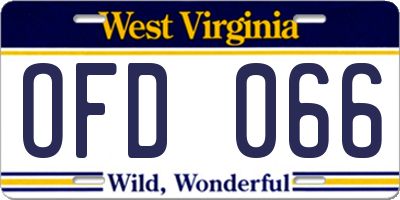 WV license plate OFD066