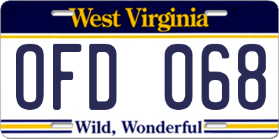 WV license plate OFD068