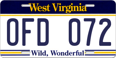 WV license plate OFD072
