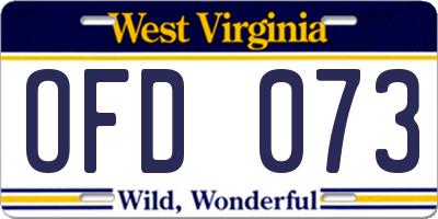 WV license plate OFD073