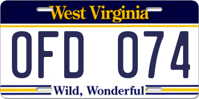WV license plate OFD074