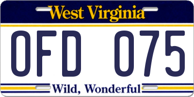 WV license plate OFD075