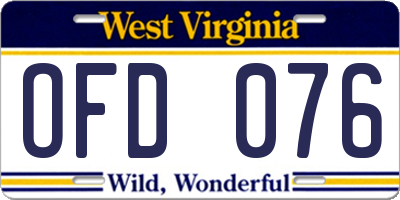 WV license plate OFD076