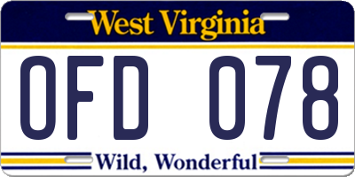 WV license plate OFD078