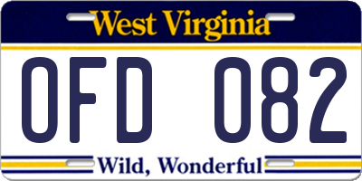 WV license plate OFD082