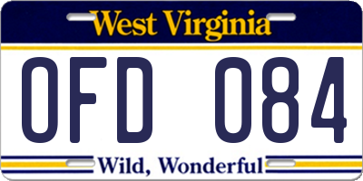 WV license plate OFD084