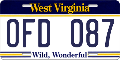 WV license plate OFD087
