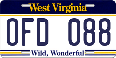 WV license plate OFD088