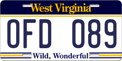 WV license plate OFD089