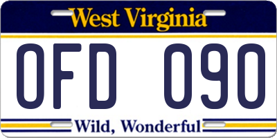 WV license plate OFD090