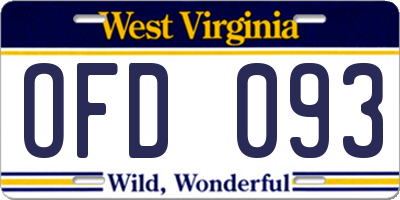 WV license plate OFD093