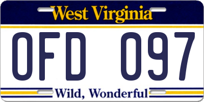 WV license plate OFD097